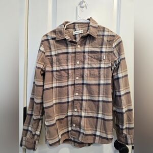Abercrombie Kids Brown and Cream Plaid Flannel Shirt